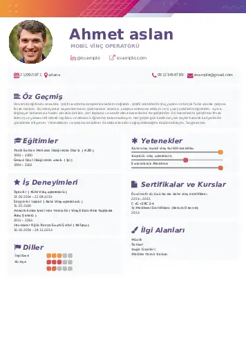 Vinç Operatörü Cv Örnekleri cv indir